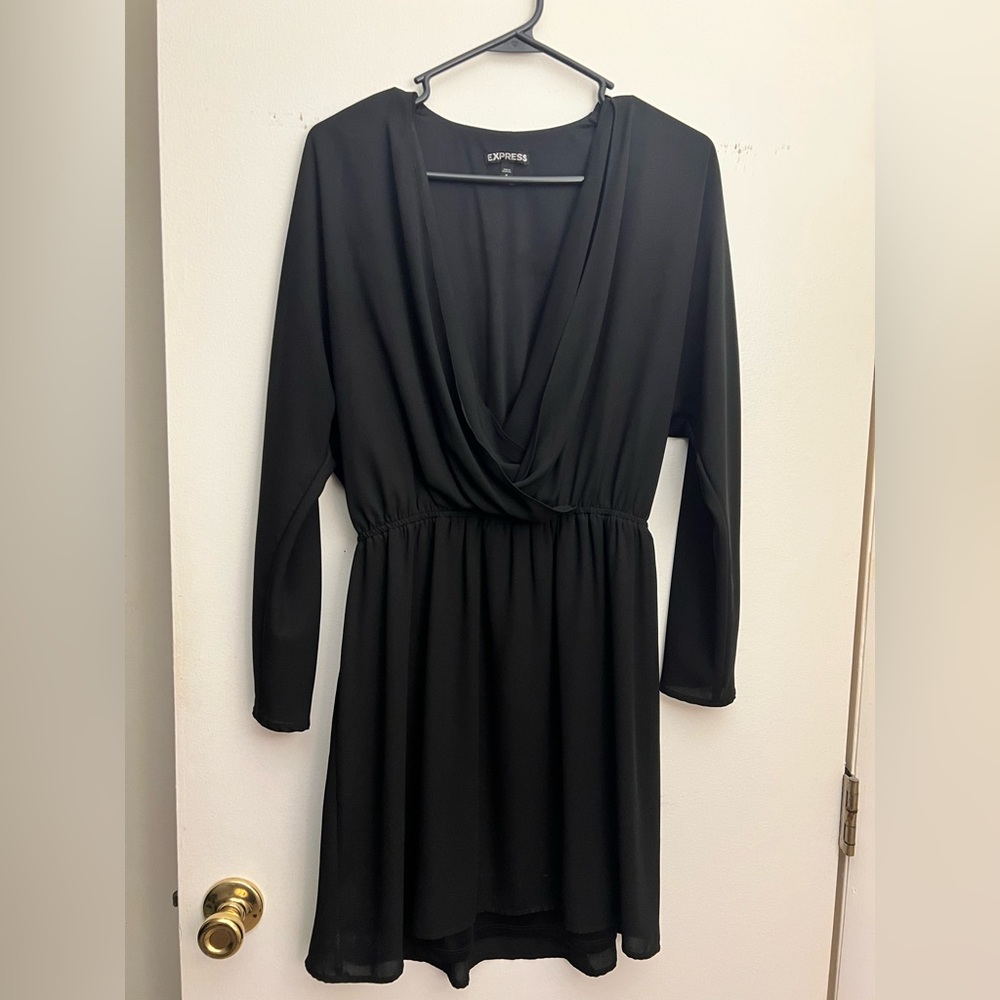 Express Elegant Black Long Sleeve Dress